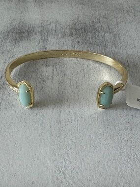 Kendra Scott Gold Dark Teal Amazonite Elton Cuff Bracelet